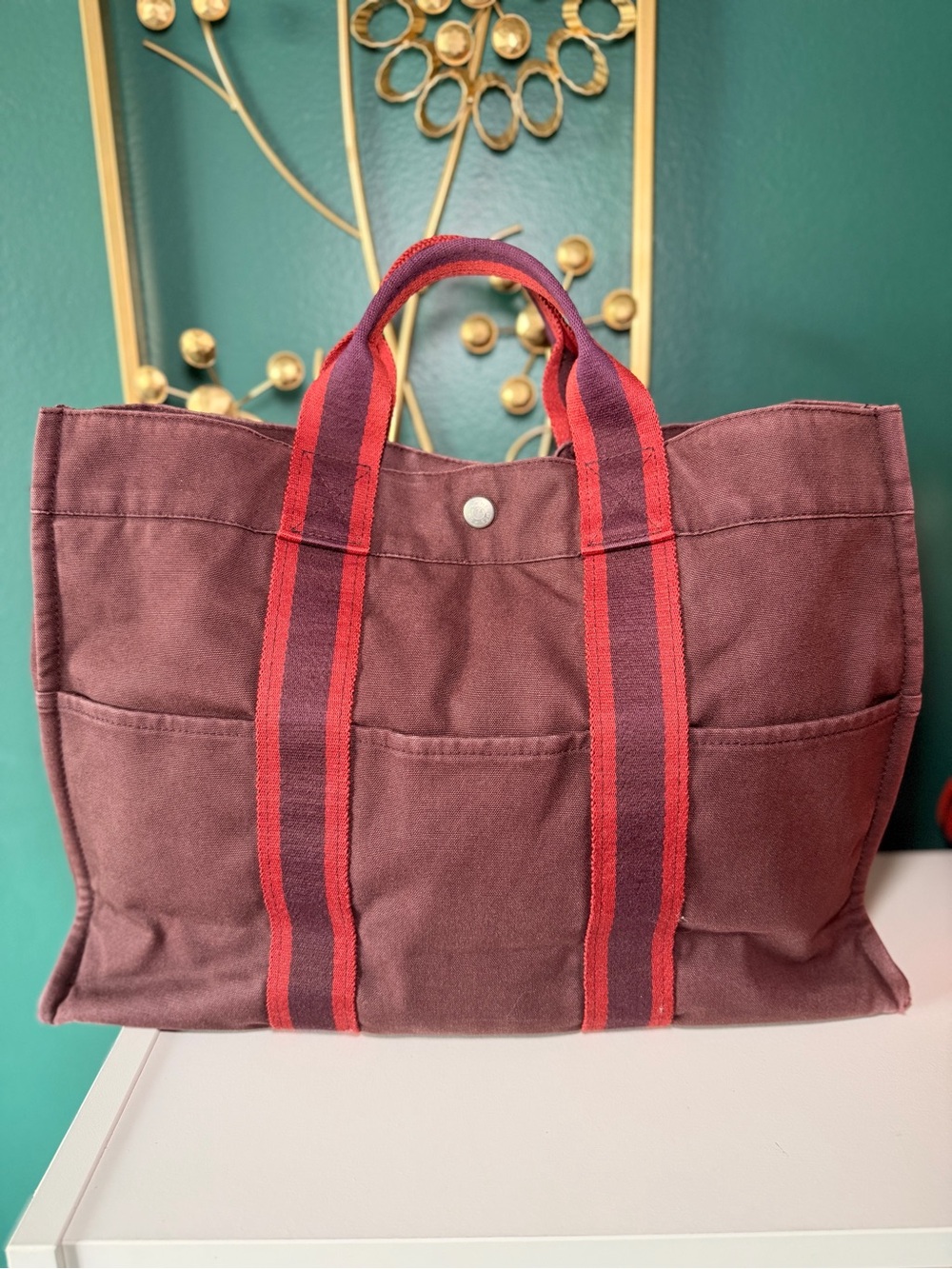 Hermes Canvas Tote Bag